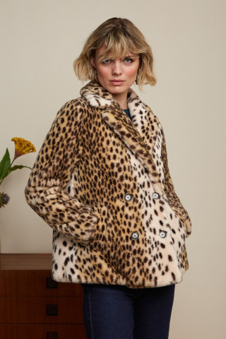 Patti Coat Midi Cheetah Fur